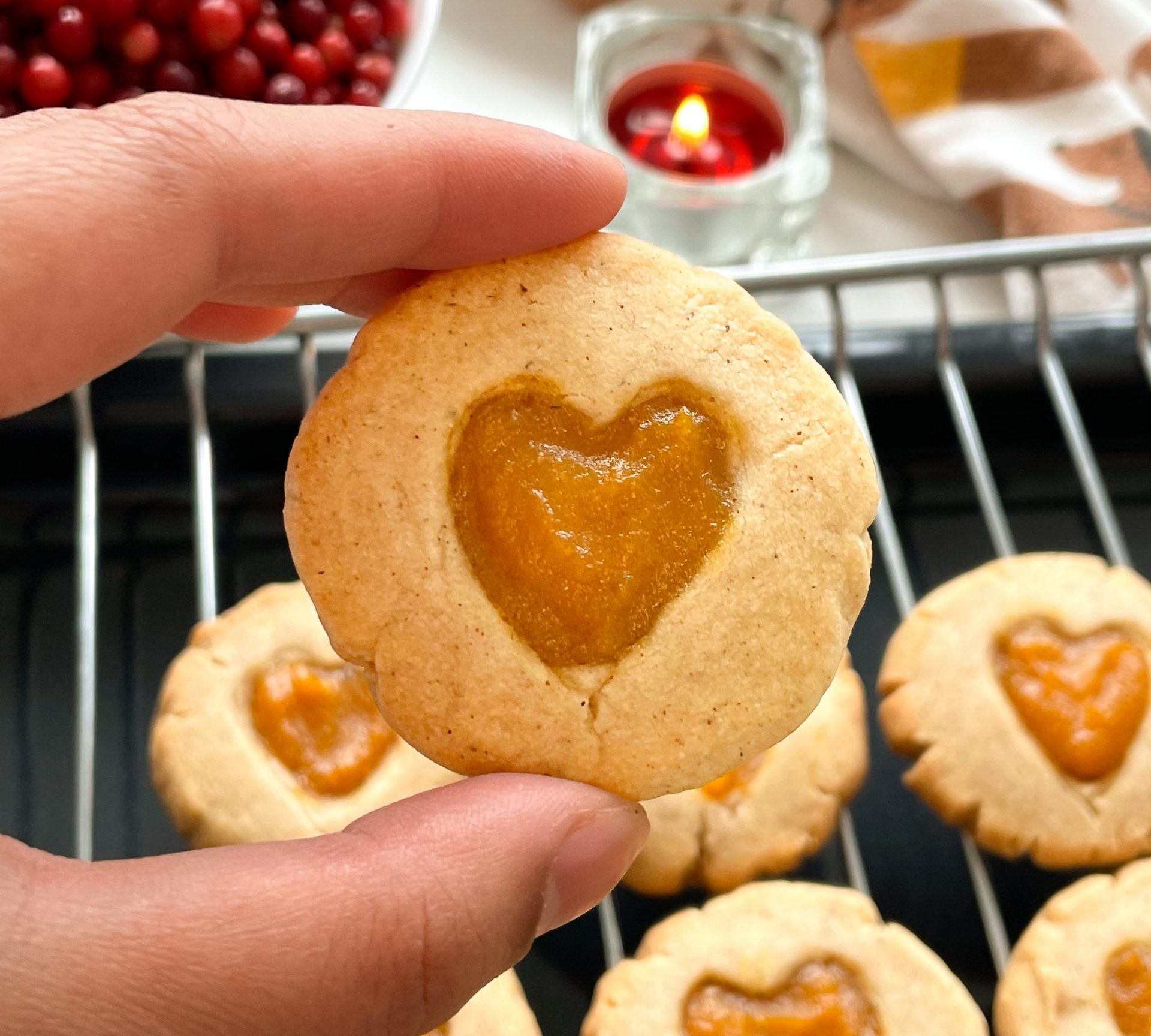 Pumpkin Heart Thumbprint Cookies Baking recipes to learn this Autumn